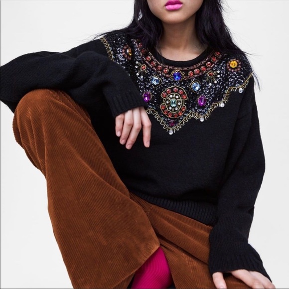 BLOGGER FAV ZARA LIMITED EDITION SEQUIN SWEATER - Picture 5 of 6